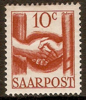 Saar 1948 10c Brown-red. SG236.