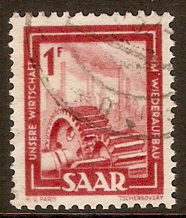 Saar 1949 1f Brown-red. SG266.
