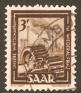 Saar 1949 3f Deep brown. SG267. - Click Image to Close