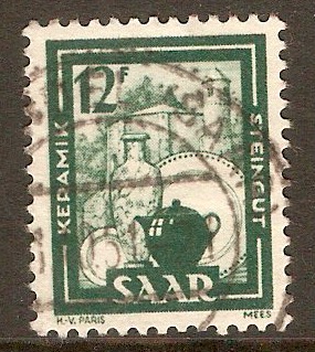 Saar 1949 12f Deep green. SG272.