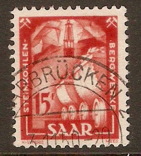 Saar 1949 15f Scarlet. SG273.