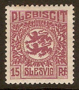 Schleswig 1920 15pf Claret. SG5.