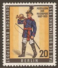 West Berlin 1957 20pf Stamp Day. SGB172.