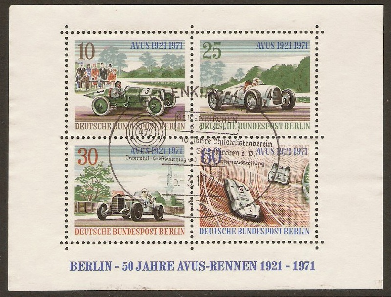 West Berlin 1971 Avus Anniversary Sheet. SGMSB395.