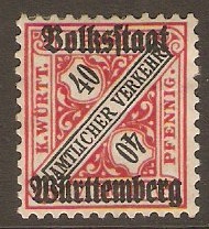 Wurttemberg 1919 40pf Black and carmine - Official stamp. SGO242