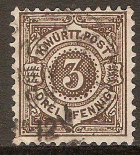 Wurttemberg 1890 3pf Brown. SG124.