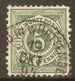 Wurttemberg 1890 5pf Yellow-green. SG126.