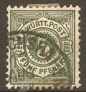 Wurttemberg 1890 5pf Green. SG127.