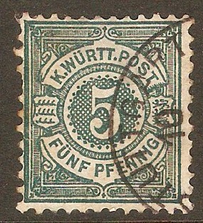 Wurttemberg 1890 5pf Blue-green. SG128.