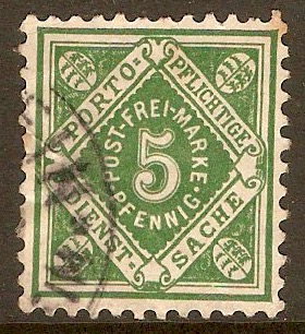 Wurttemberg 1890 5pf Green - Municipal Stamp. SGM145.