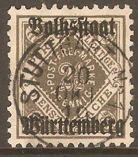 Wurttemberg 1919 2pf Grey - Municipal Stamp. SGM222.