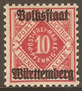Wurttemberg 1919 10pf Rose - Municipal Stamp. SGM226.