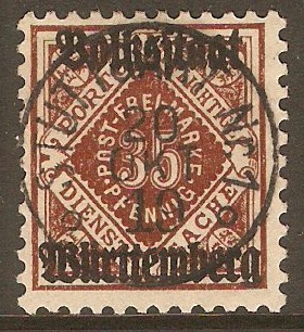 Wurttemberg 1919 35pf Red-brown - Municipal Stamp. SGM230.