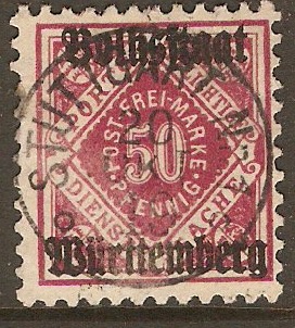 Wurttemberg 1919 50pf Deep maroon - Municipal Stamp. SGM231.