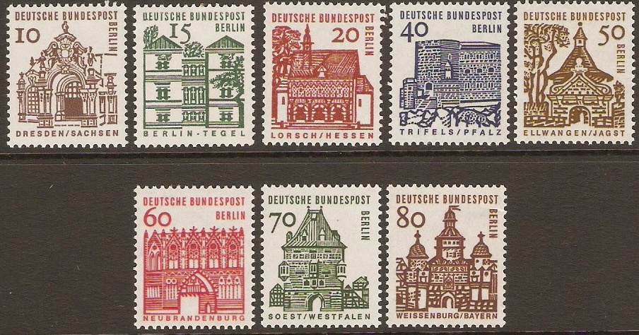 West Berlin 1964 German Architecture Stamp Set. SG B236-B243.