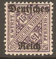 Germany 1920 15pf Wurttemberg Official series. SGO162.