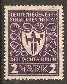 Germany 1922 2m Violet - Munich Exhibition series. SG199.