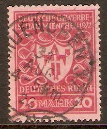 Germany 1922 20m Carmine on rose - Munich Exhib. series. SG203.