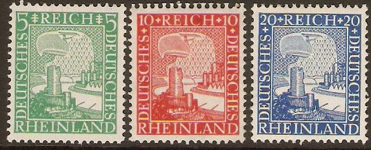 Germany 1925 Rheinland Millenary Set. SG384-SG386.