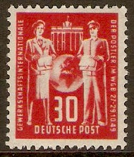 East Germany 1949 30pf Scarlet - IPWU Congress Series. SGE3.