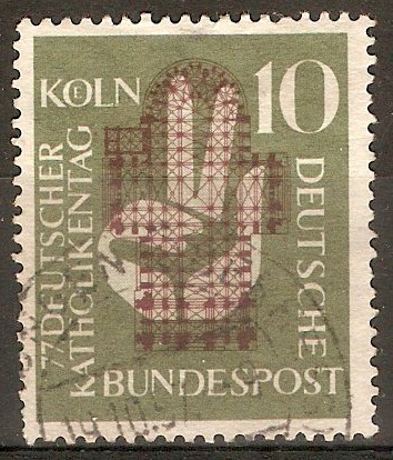 Germany 1956 10pf Catholics Meeting stamp. SG1165.
