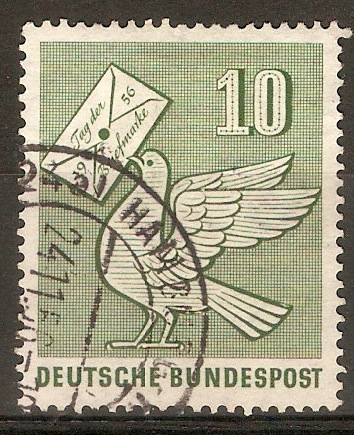 Germany 1956 10pf Green - Stamp Day. SG1173.