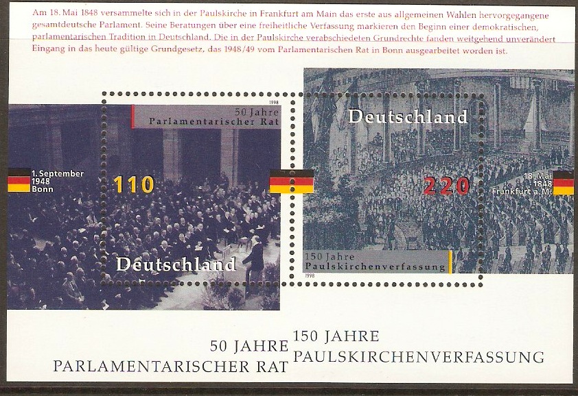 Germany 1998 Parliamentary Anniversaries sheet. SGMS2849.