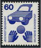 Germany 1971 60pf. Ultramarine Stamp. SG1603.