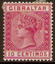 Gibraltar 1889 10c Carmine. SG23.