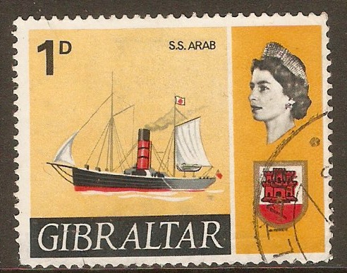 Gibraltar 1967 1d Ships Series. SG201.