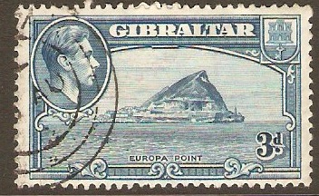 Gibraltar 1938 3d Light blue. SG125b.