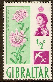Gibraltar 1960 d Bright purple and emerald-green. SG160.