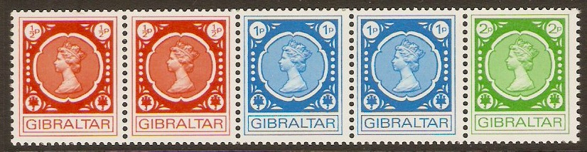 Gibraltar 1971 Coil Stamps Strip. SG287-SG289.