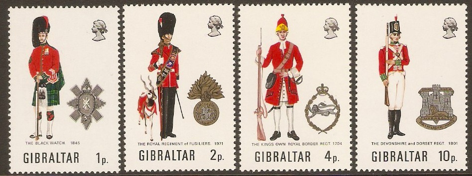 Gibraltar 1971 Military Uniforms Set (3rd Series). SG290-SG293.