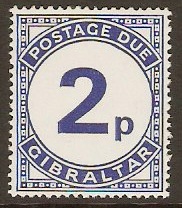 Gibraltar 1971 2p Blue Postage Due. SGD6.