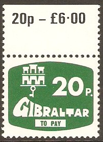 Gibraltar 1976 20p Green Postage Due. SGD12.