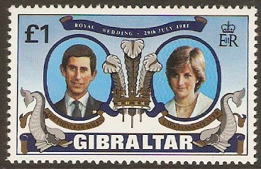 Gibraltar 1981 1 Royal Wedding Stamp. SG450.