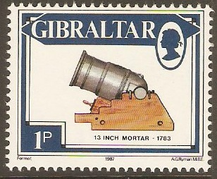 Gibraltar 1987 1p Guns Series. SG569.