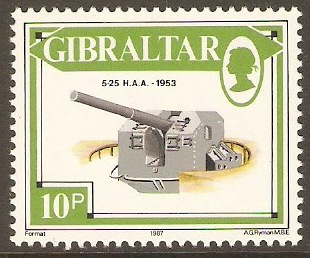 Gibraltar 1987 10p Guns Series. SG574.