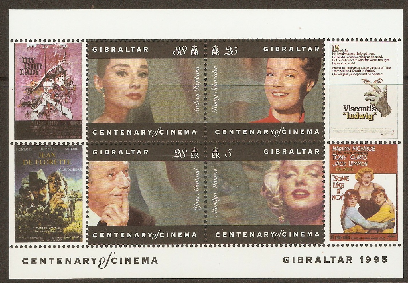 Gibraltar 1995 Centenary of Cinema sheet. SGMS756a.