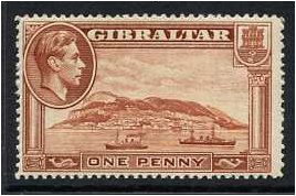 Gibraltar 1938 1d. Yellow-Brown. SG122.