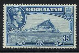 Gibraltar 1938 3d. Light Blue. SG125.