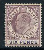 Gibraltar 1904 6d. Dull Purple and Violet. SG60a.