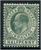 Gibraltar 1906 d. Blue-Green. SG66.