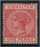 Gibraltar 1898 1d. Carmine. SG40.