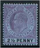 Gibraltar 1904 2d. Purple and Black on Blue Paper. SG59.