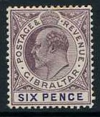 Gibraltar 1903 6d. Dull Purple and Violet. SG50.