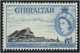 Gibraltar 1953 6d Black and pale blue. SG153.