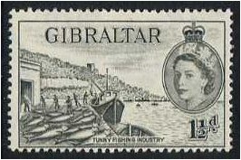Gibraltar 1953 1d Black. SG147.