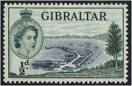 Gibraltar 1953 d Indigo and grey-green. SG145.